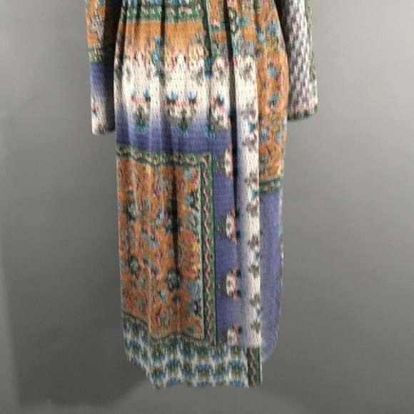 Zara Trafaluc Dress Womens Medium Multicolor Patchwork Boho Long Sleeve Midi - Picture 9 of 13